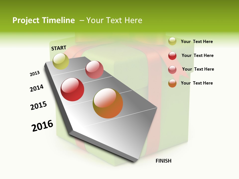 A Green Present Box With A Red Ribbon PowerPoint Template