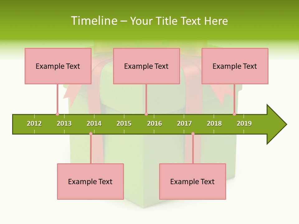 A Green Present Box With A Red Ribbon PowerPoint Template