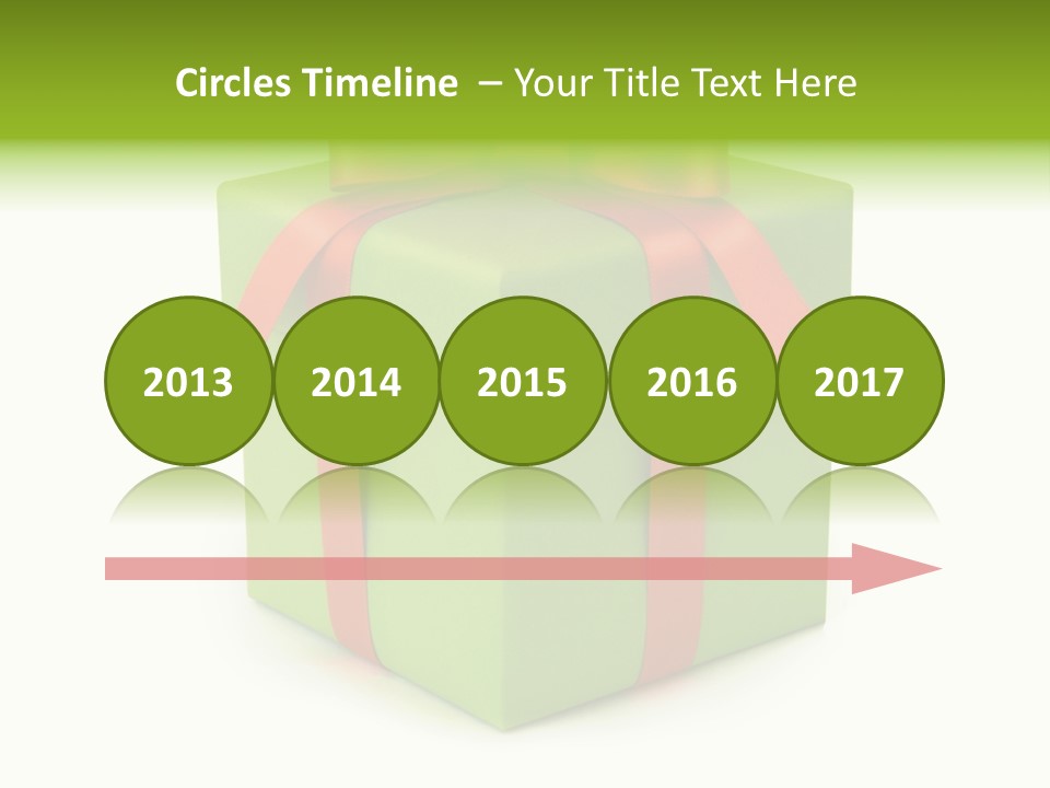 A Green Present Box With A Red Ribbon PowerPoint Template