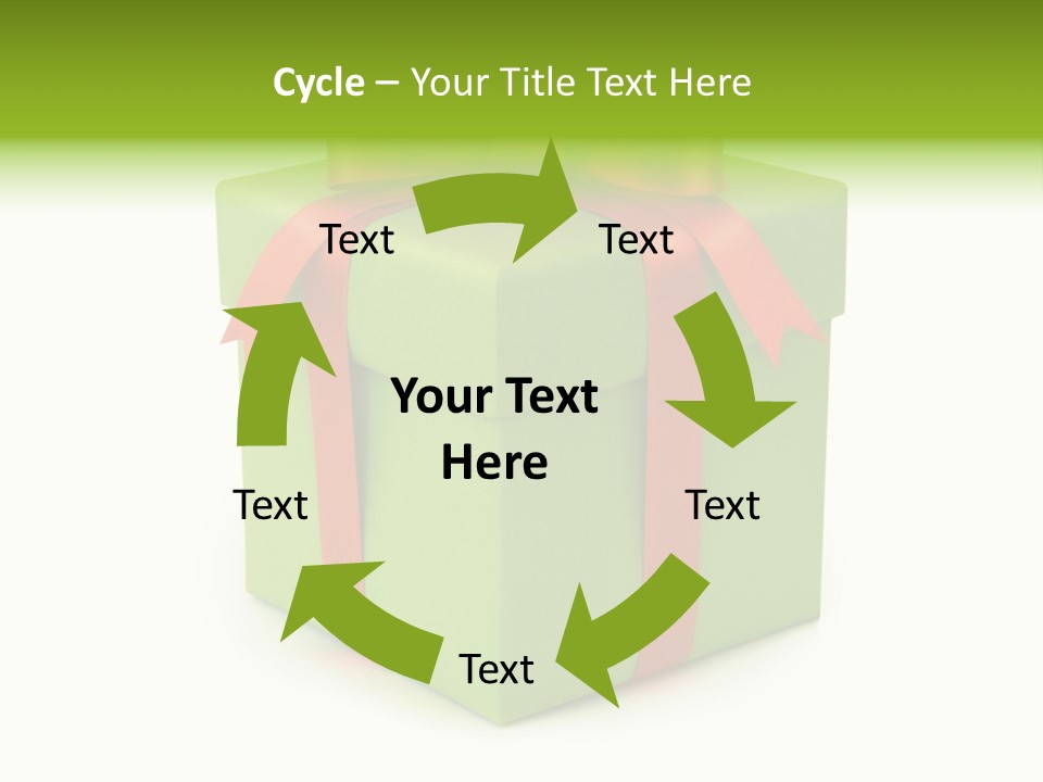 A Green Present Box With A Red Ribbon PowerPoint Template