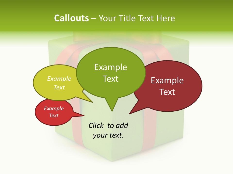 A Green Present Box With A Red Ribbon PowerPoint Template