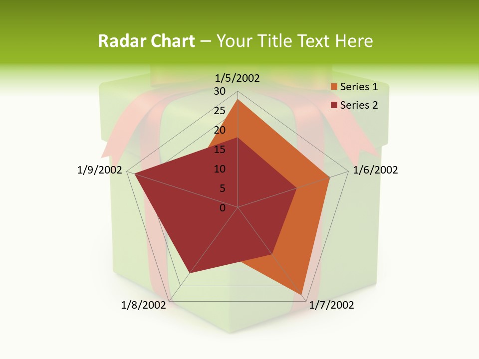 A Green Present Box With A Red Ribbon PowerPoint Template