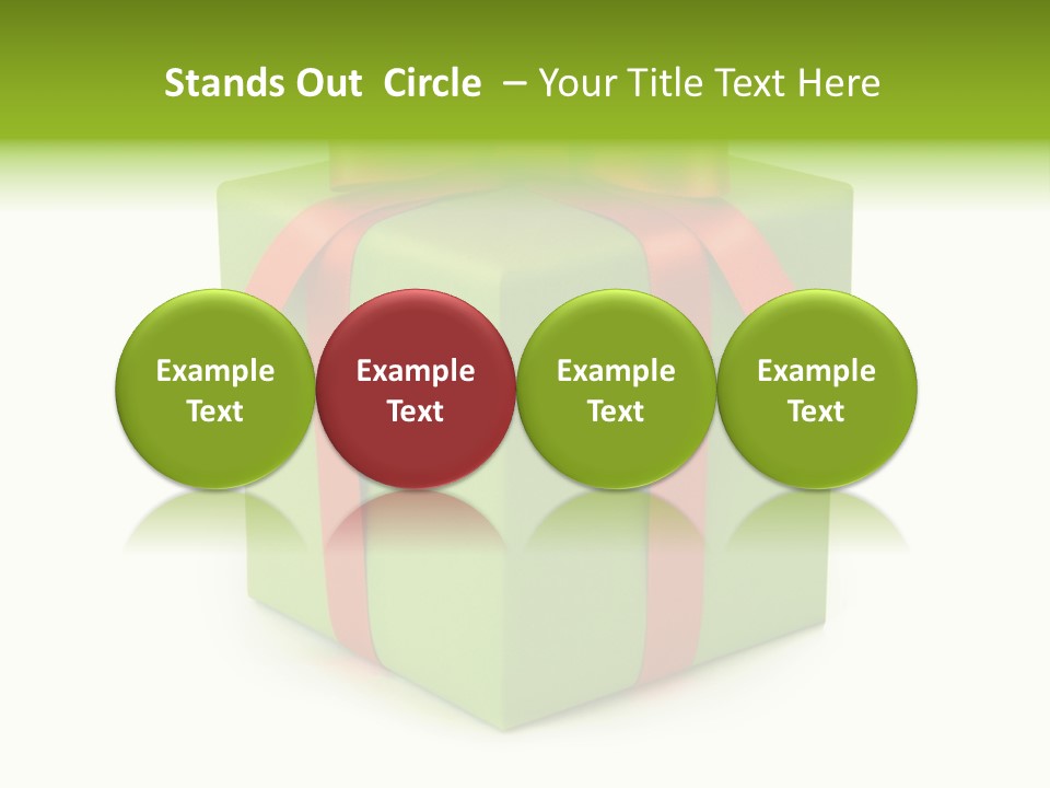 A Green Present Box With A Red Ribbon PowerPoint Template