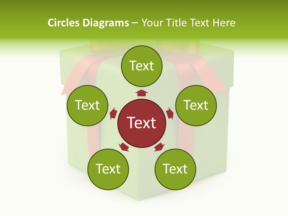 A Green Present Box With A Red Ribbon PowerPoint Template