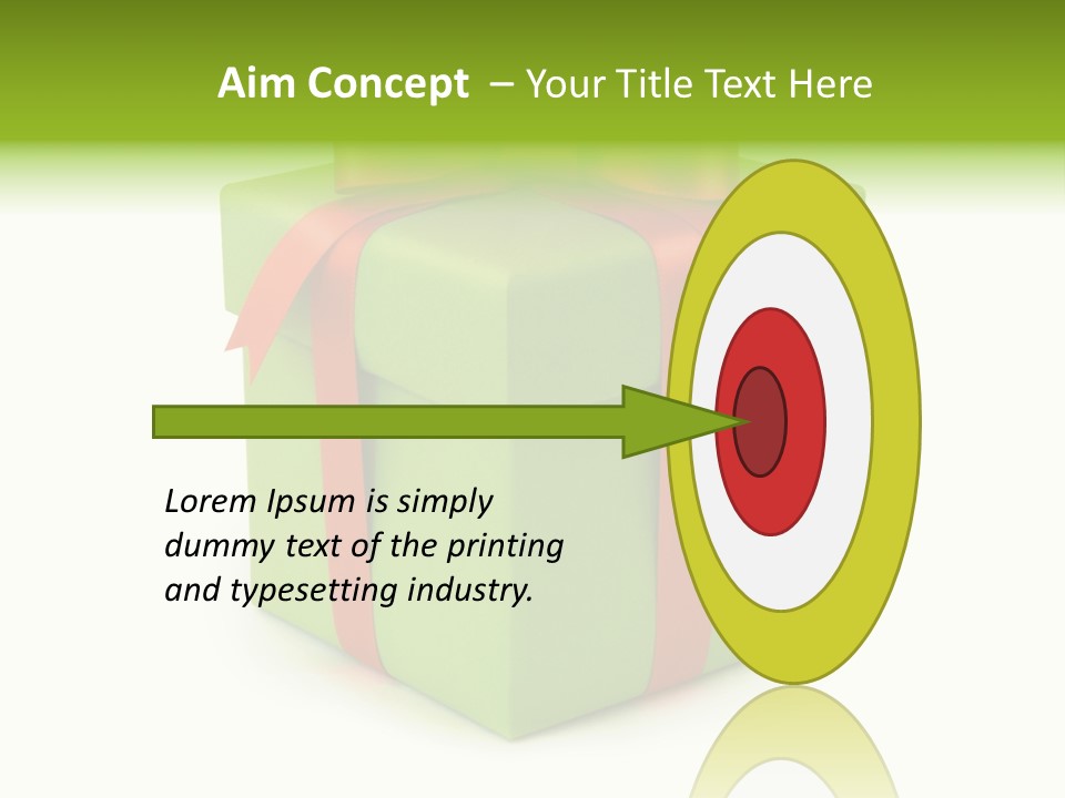 A Green Present Box With A Red Ribbon PowerPoint Template