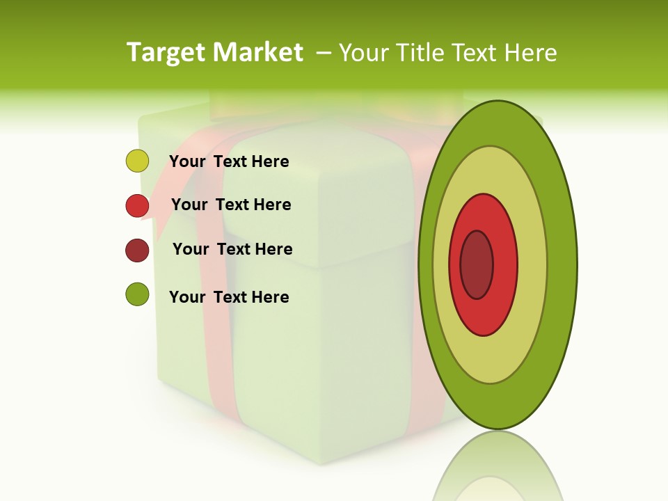 A Green Present Box With A Red Ribbon PowerPoint Template