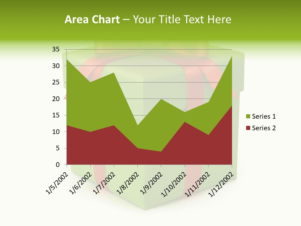 A Green Present Box With A Red Ribbon PowerPoint Template