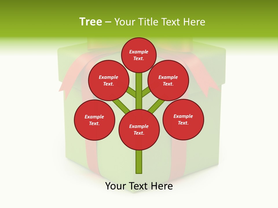 A Green Present Box With A Red Ribbon PowerPoint Template