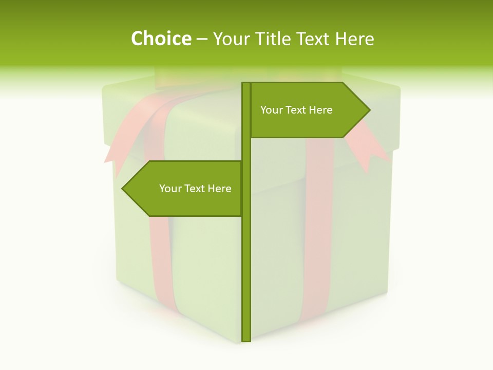 A Green Present Box With A Red Ribbon PowerPoint Template