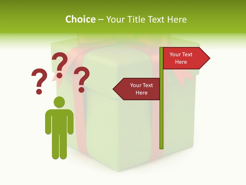 A Green Present Box With A Red Ribbon PowerPoint Template