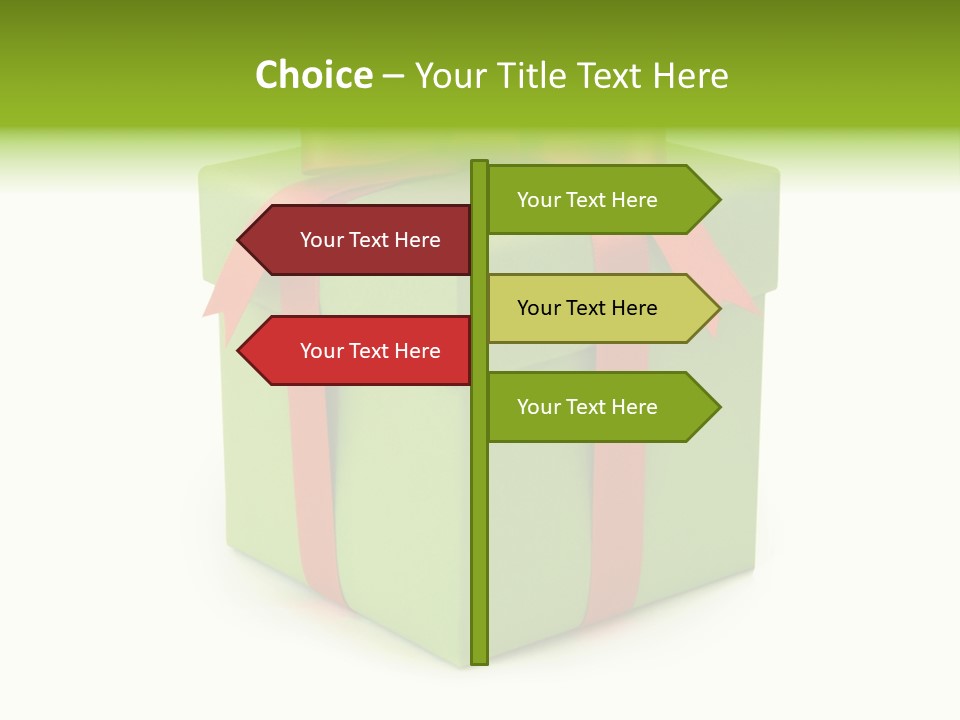 A Green Present Box With A Red Ribbon PowerPoint Template