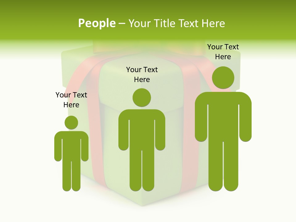 A Green Present Box With A Red Ribbon PowerPoint Template