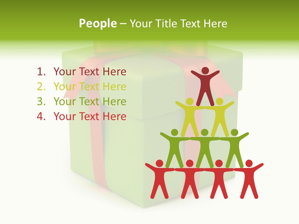 A Green Present Box With A Red Ribbon PowerPoint Template