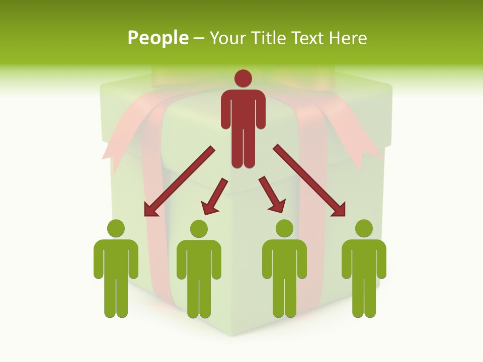 A Green Present Box With A Red Ribbon PowerPoint Template