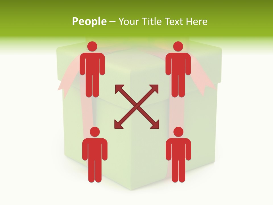 A Green Present Box With A Red Ribbon PowerPoint Template