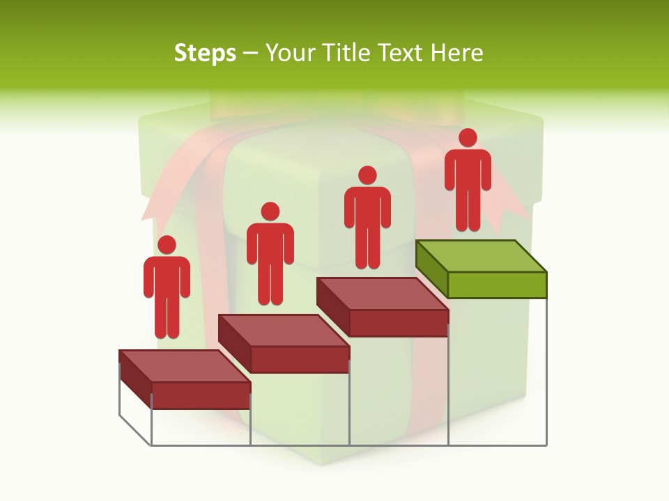 A Green Present Box With A Red Ribbon PowerPoint Template