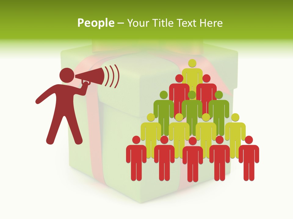 A Green Present Box With A Red Ribbon PowerPoint Template