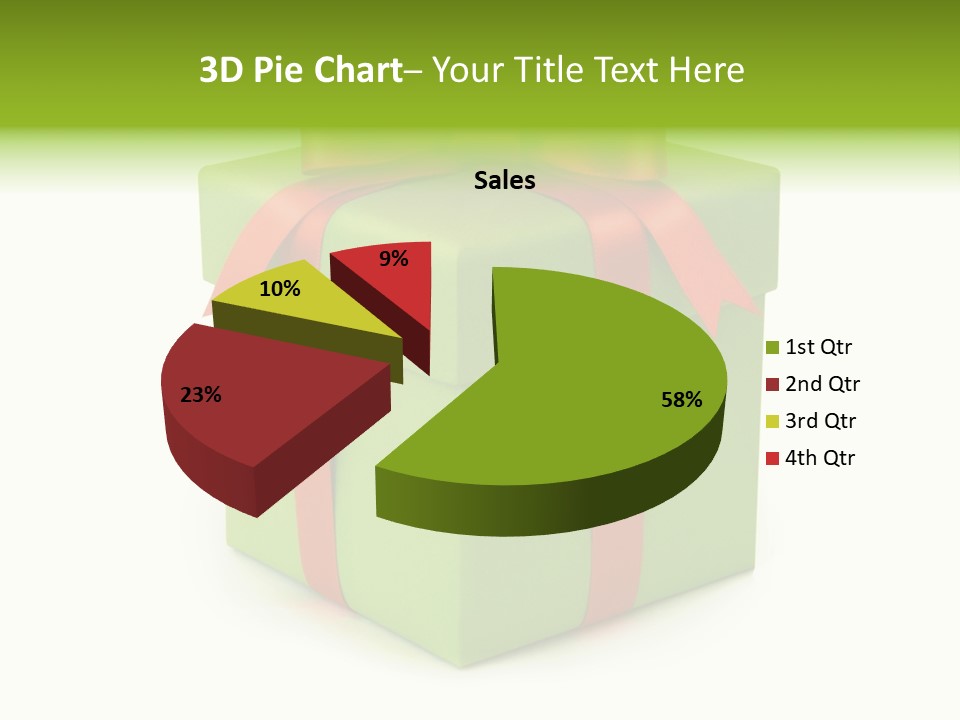 A Green Present Box With A Red Ribbon PowerPoint Template