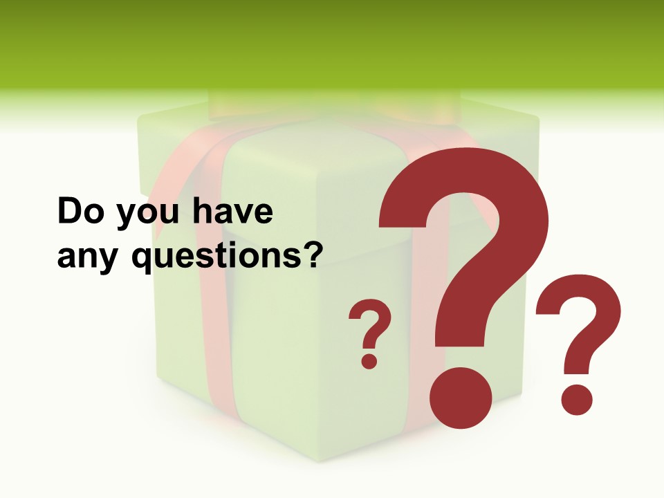 A Green Present Box With A Red Ribbon PowerPoint Template