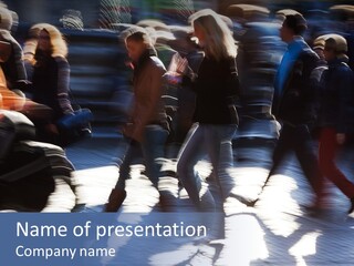 Crowd Of People Walking Backlit Motion PowerPoint Template