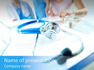 Clinician Workplace Closeup PowerPoint Template