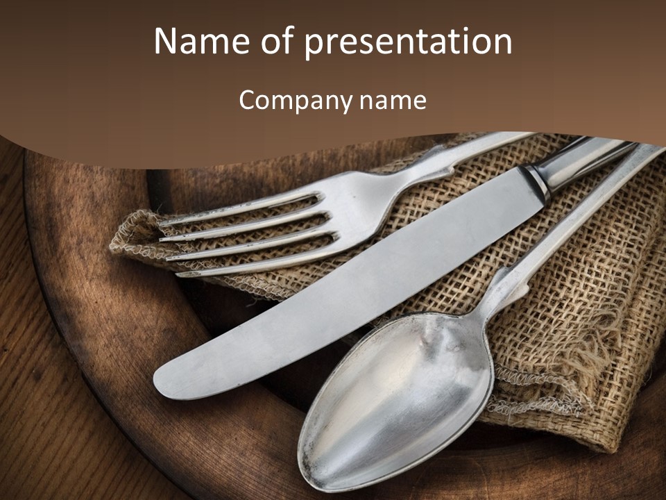 Dinner Textured Flatware PowerPoint Template