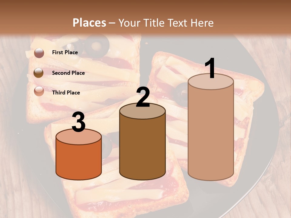 A Black Plate Topped With Slices Of Pizza Covered In Cheese And Olives PowerPoint Template