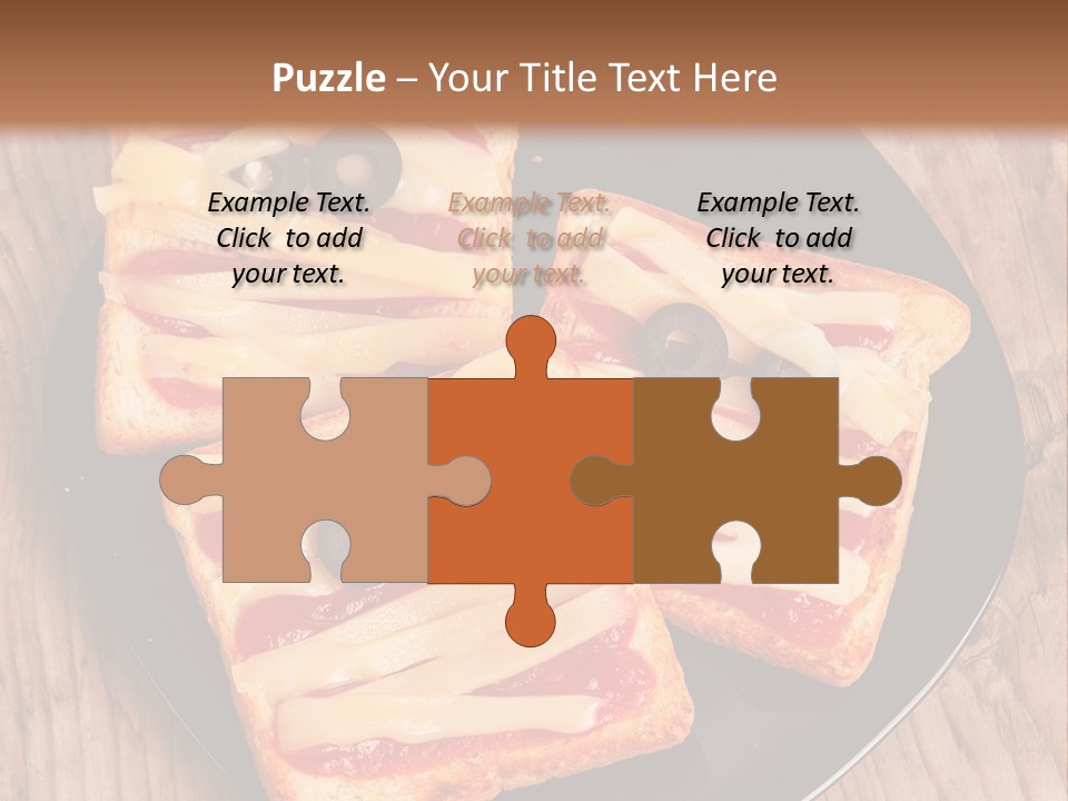 A Black Plate Topped With Slices Of Pizza Covered In Cheese And Olives PowerPoint Template