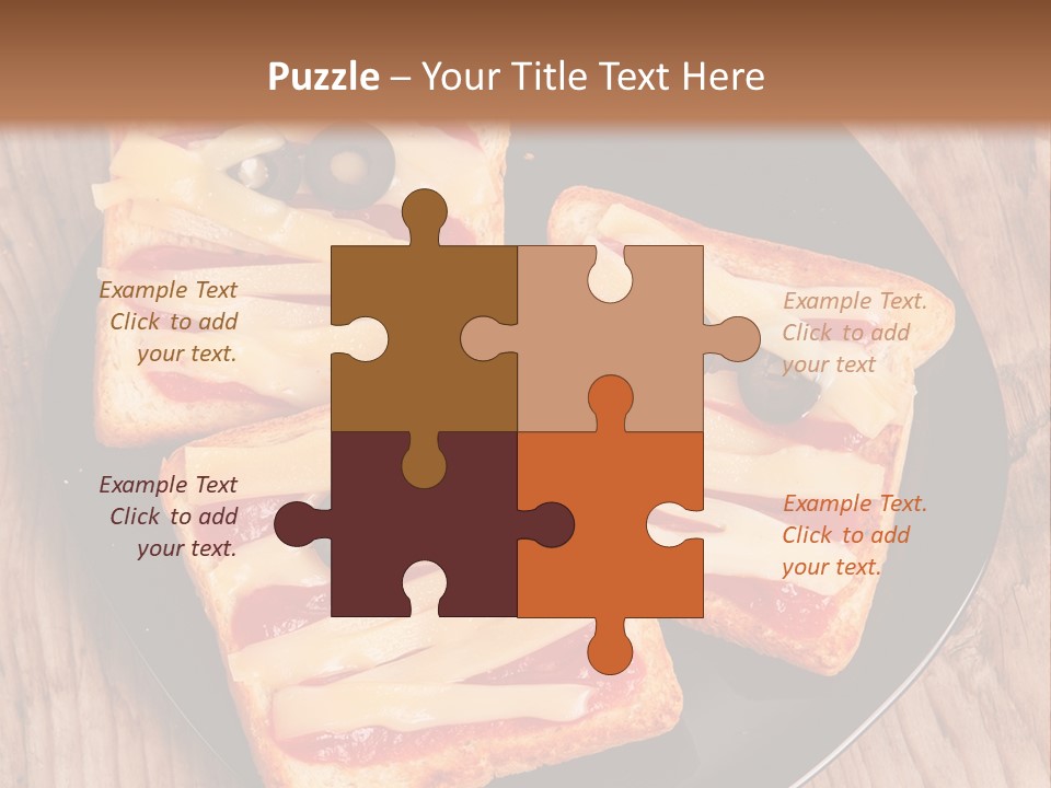 A Black Plate Topped With Slices Of Pizza Covered In Cheese And Olives PowerPoint Template