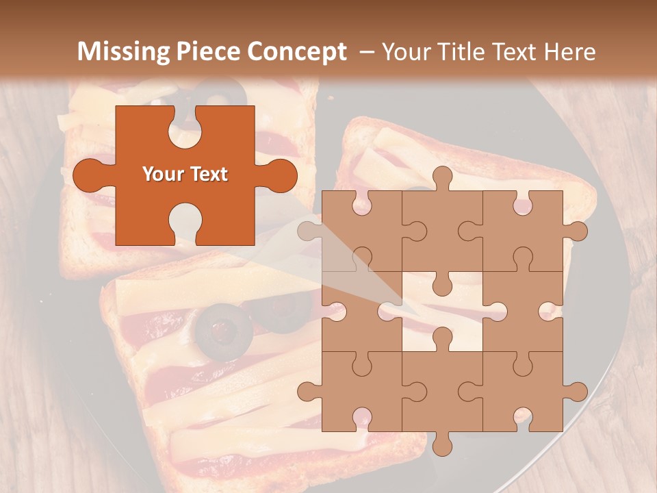 A Black Plate Topped With Slices Of Pizza Covered In Cheese And Olives PowerPoint Template