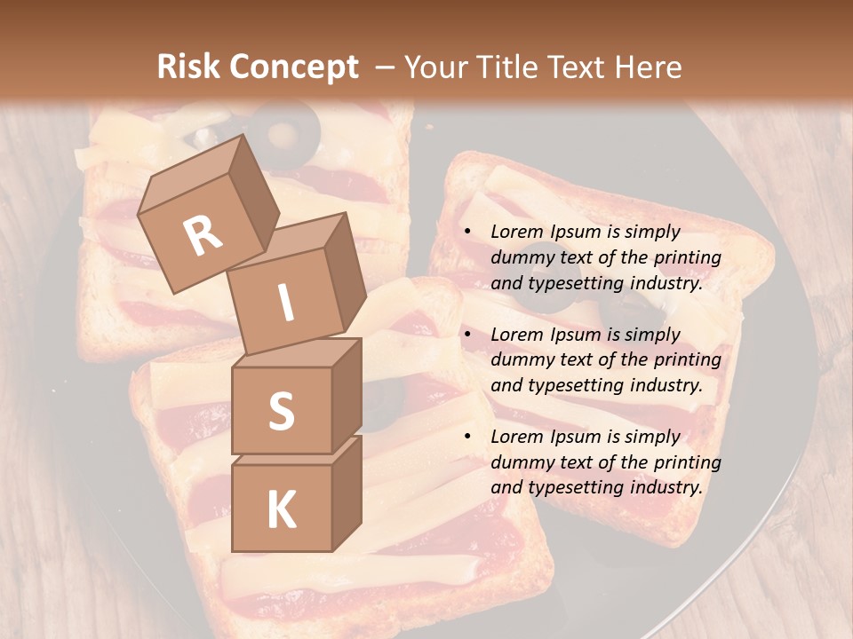 A Black Plate Topped With Slices Of Pizza Covered In Cheese And Olives PowerPoint Template