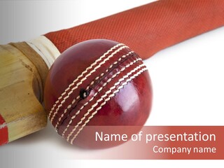 Ball Horizontal Cricket Ball PowerPoint Template