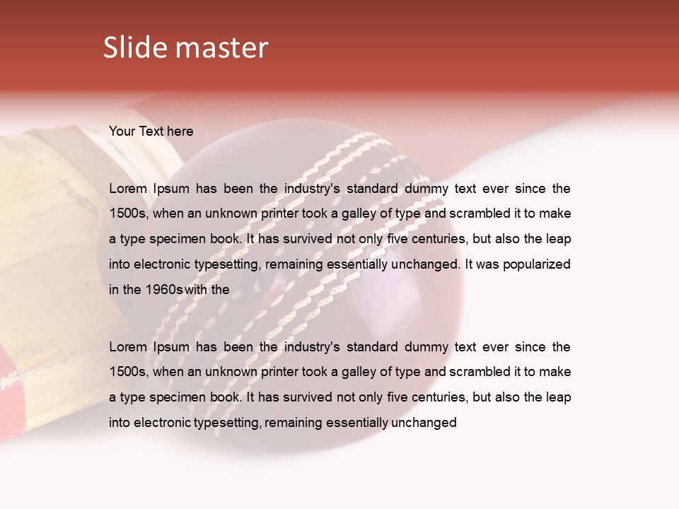 Ball Horizontal Cricket Ball PowerPoint Template