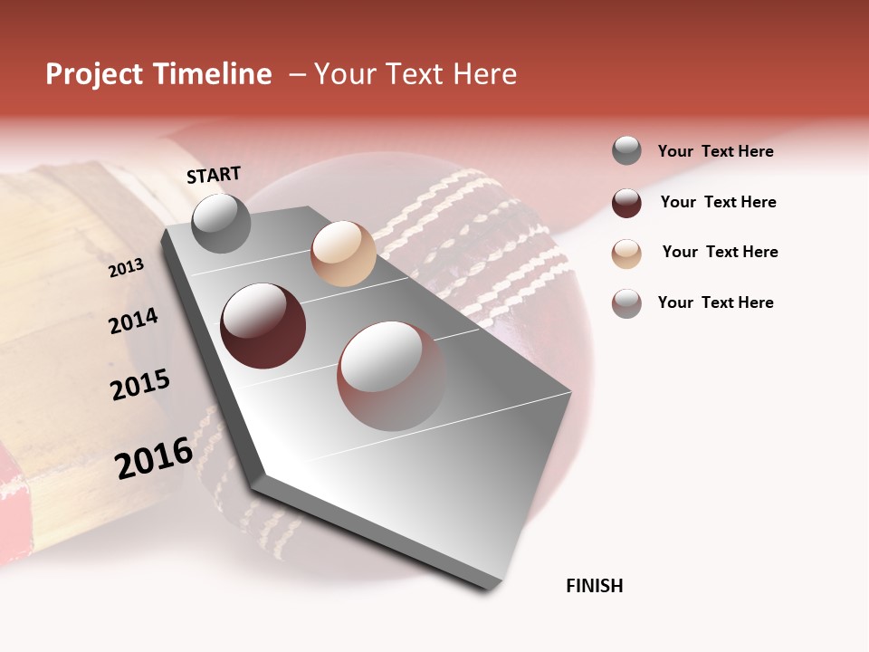 Ball Horizontal Cricket Ball PowerPoint Template