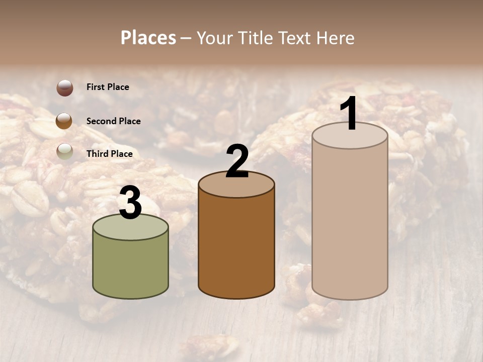 A Wooden Table Topped With Granola And Nuts PowerPoint Template
