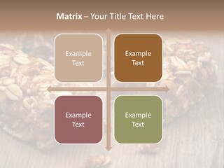 A Wooden Table Topped With Granola And Nuts PowerPoint Template