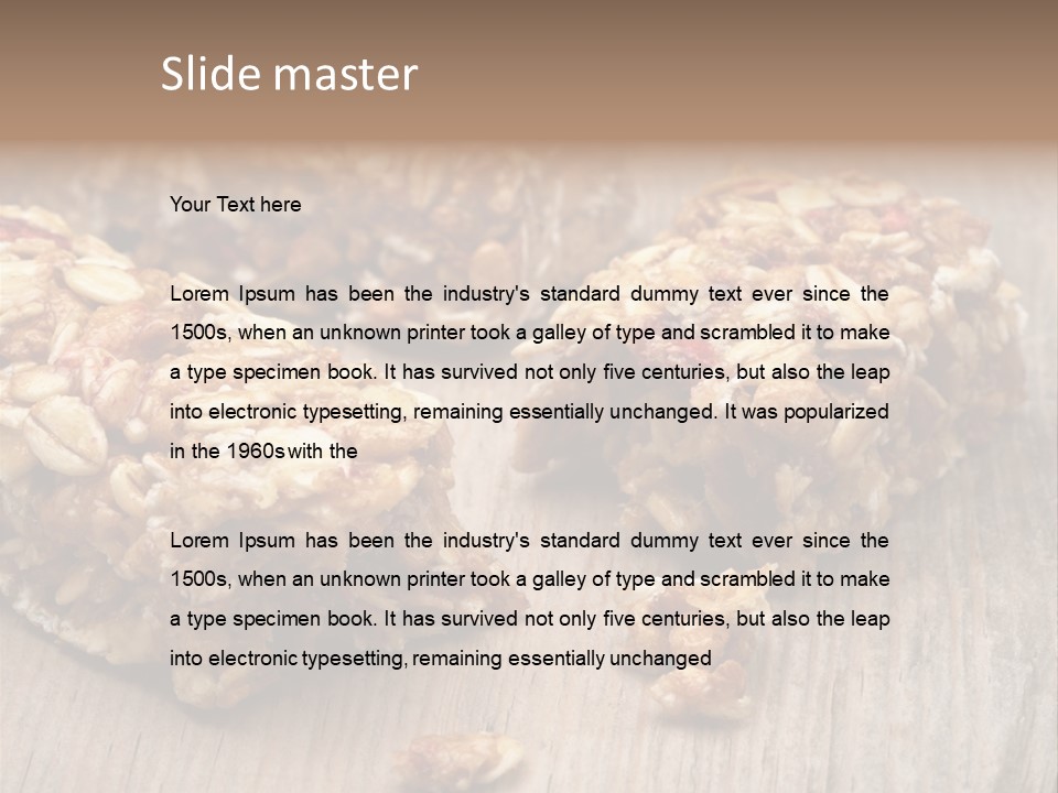 A Wooden Table Topped With Granola And Nuts PowerPoint Template