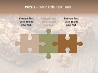 A Wooden Table Topped With Granola And Nuts PowerPoint Template
