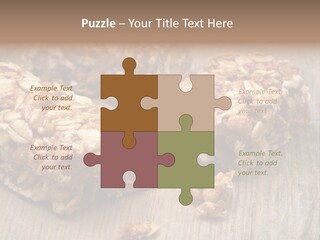 A Wooden Table Topped With Granola And Nuts PowerPoint Template