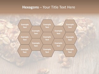 A Wooden Table Topped With Granola And Nuts PowerPoint Template