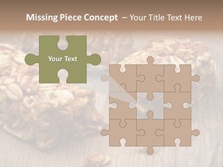 A Wooden Table Topped With Granola And Nuts PowerPoint Template