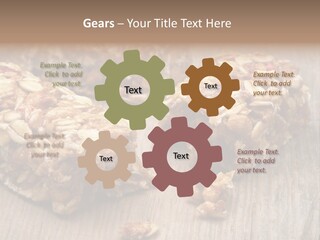 A Wooden Table Topped With Granola And Nuts PowerPoint Template
