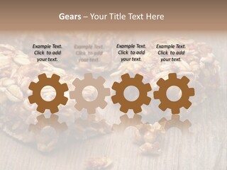 A Wooden Table Topped With Granola And Nuts PowerPoint Template