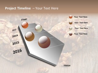 A Wooden Table Topped With Granola And Nuts PowerPoint Template