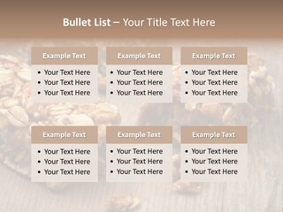 A Wooden Table Topped With Granola And Nuts PowerPoint Template