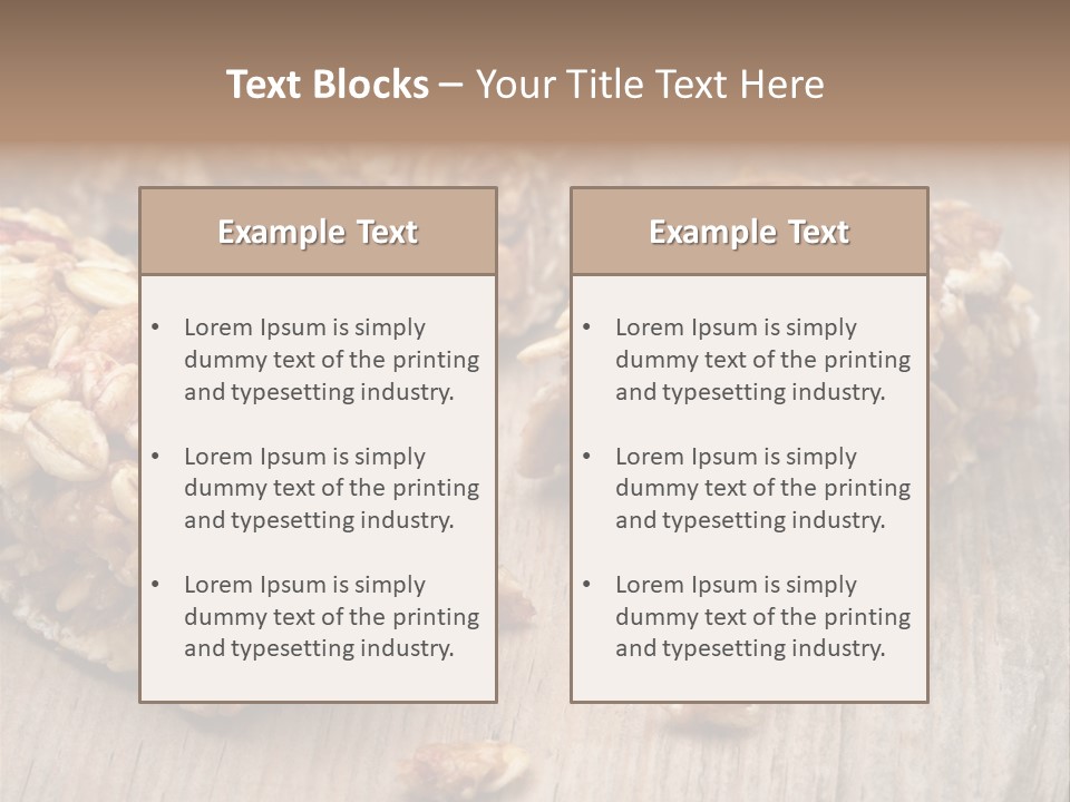 A Wooden Table Topped With Granola And Nuts PowerPoint Template