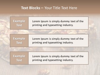 A Wooden Table Topped With Granola And Nuts PowerPoint Template