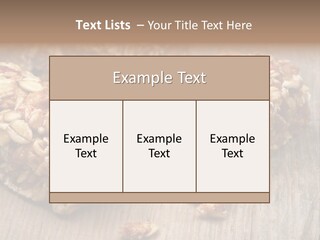 A Wooden Table Topped With Granola And Nuts PowerPoint Template