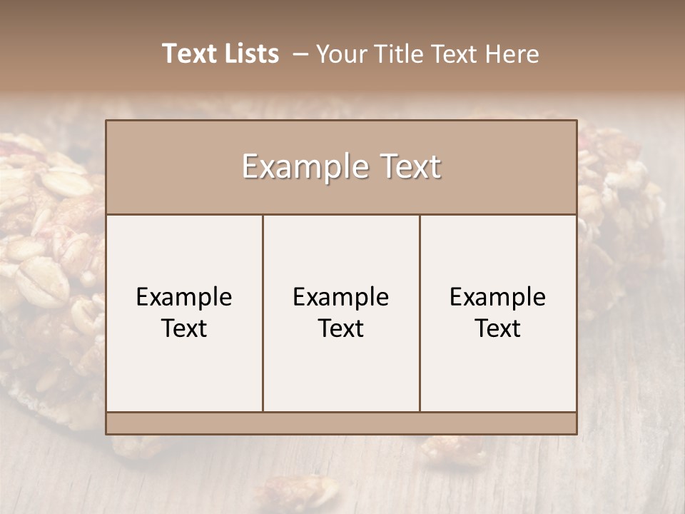 A Wooden Table Topped With Granola And Nuts PowerPoint Template