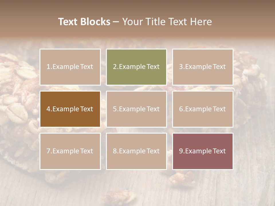 A Wooden Table Topped With Granola And Nuts PowerPoint Template